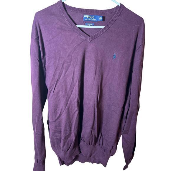 POLO‎ by Ralph Lauren Men's sweather V-neck Men's size Lg Purple Pullover - Picture 1 of 5